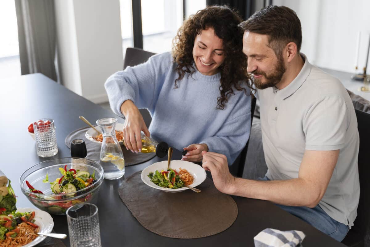 Couple enjoying a meal together