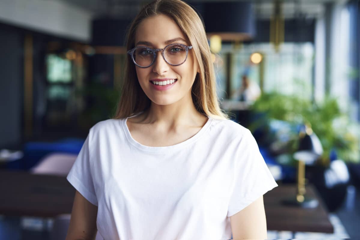Smiling girl with white teeth